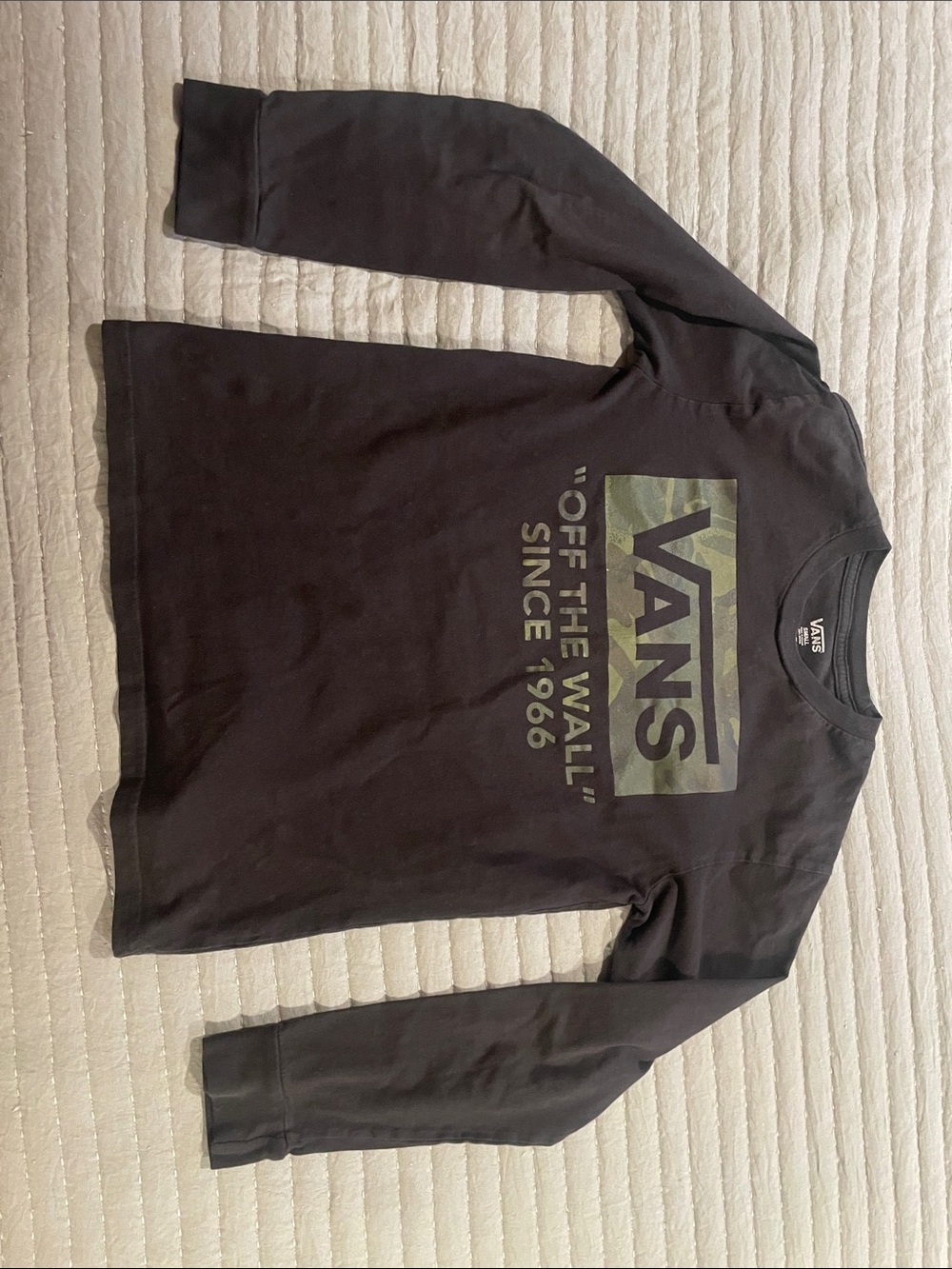 Vans Black Long Sleeve Tee with Olive Logo